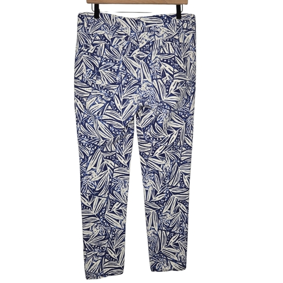 J McLaughlin Blue Leaf Print Mid Rise Stretch Straight Leg Jeans Pants Size 12 - Picture 2 of 8